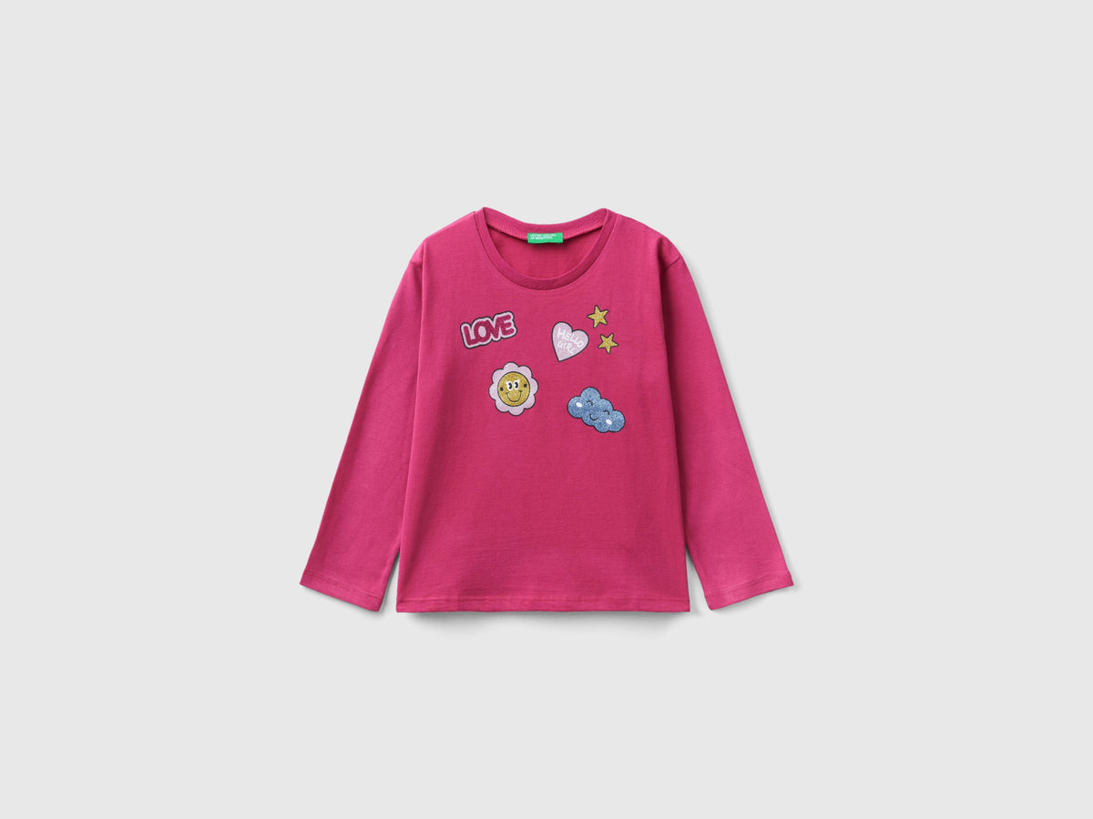 Calda t-shirt con stampa e glitter