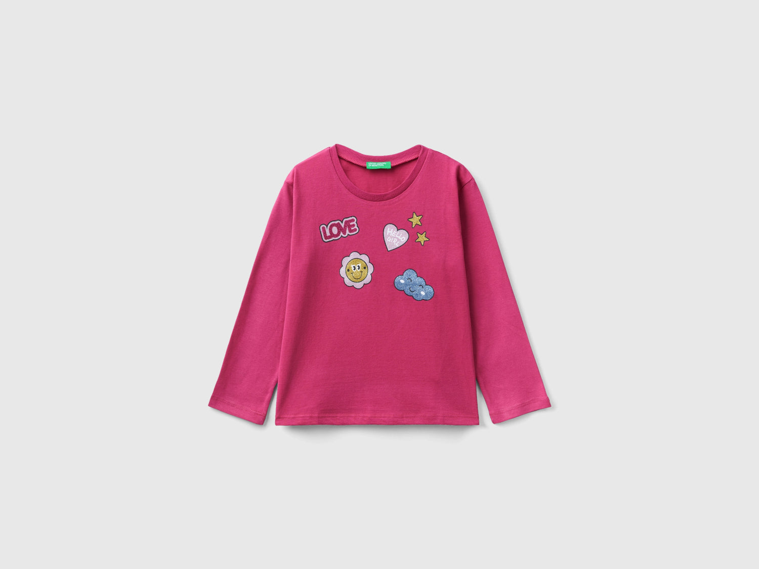 Calda t-shirt con stampa e glitter da bimba ciclamino | Benetton Outlet