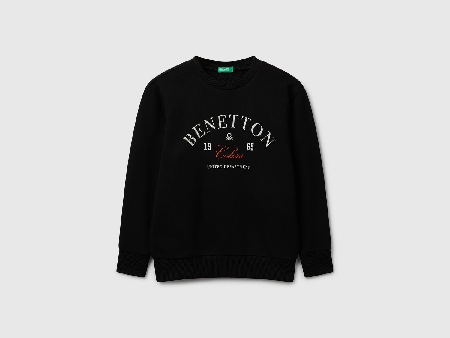 Felpa con logo in cotone da bambino nero | Benetton Outlet