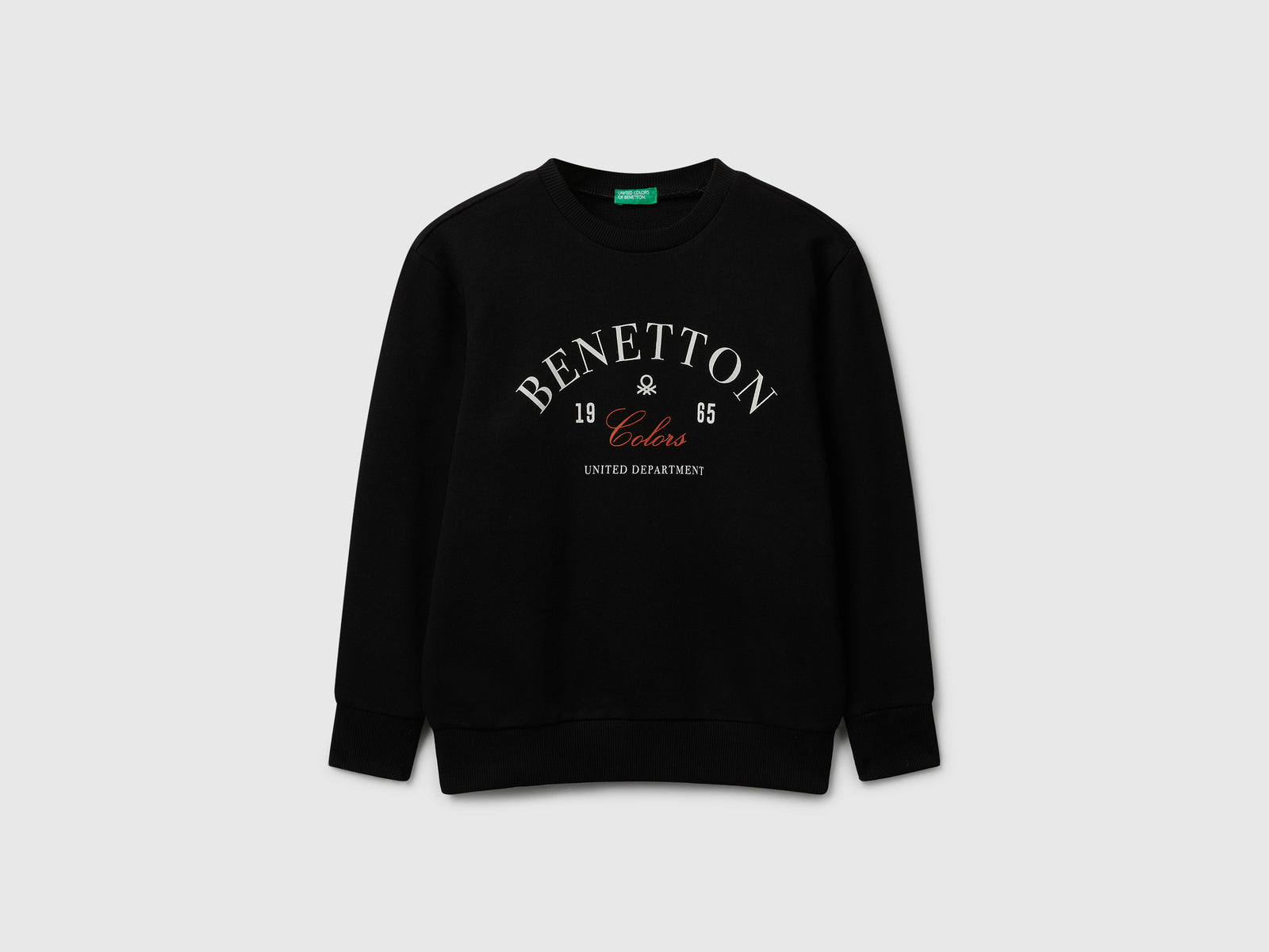 Felpa con logo in cotone da bambino nero | Benetton Outlet