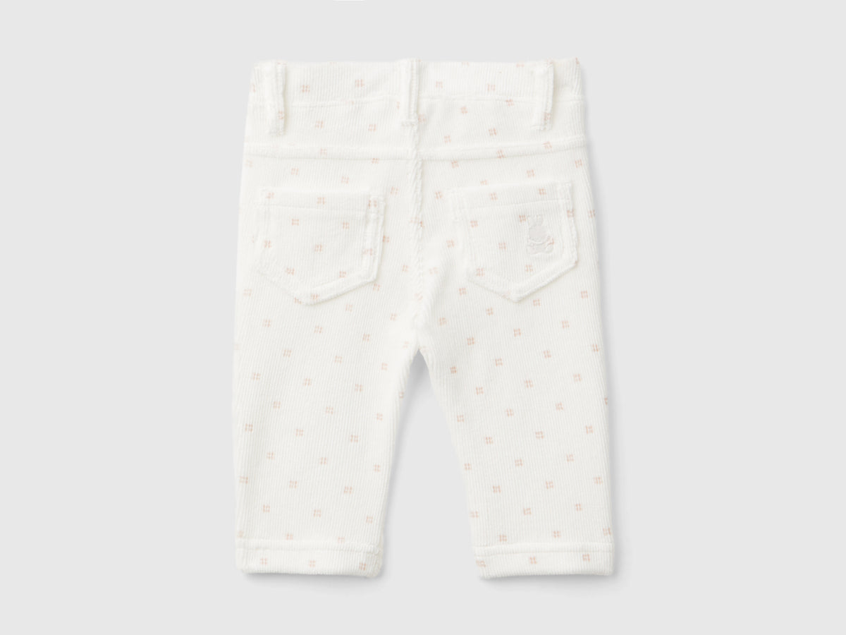 Pantaloni con stampa fantasia in ciniglia