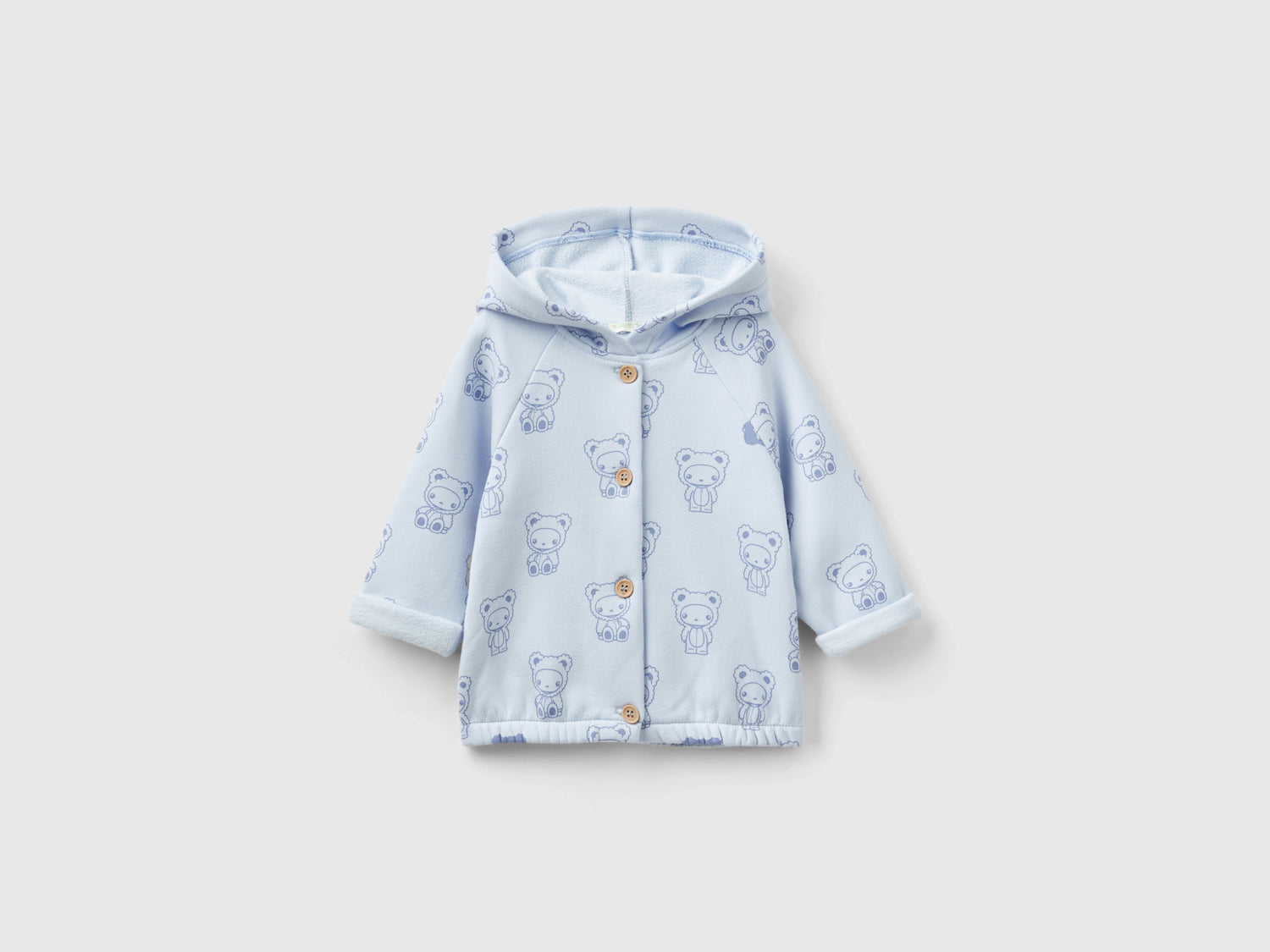 Felpa con cappuccio foderata in ciniglia da neonato celeste | Benetton Outlet