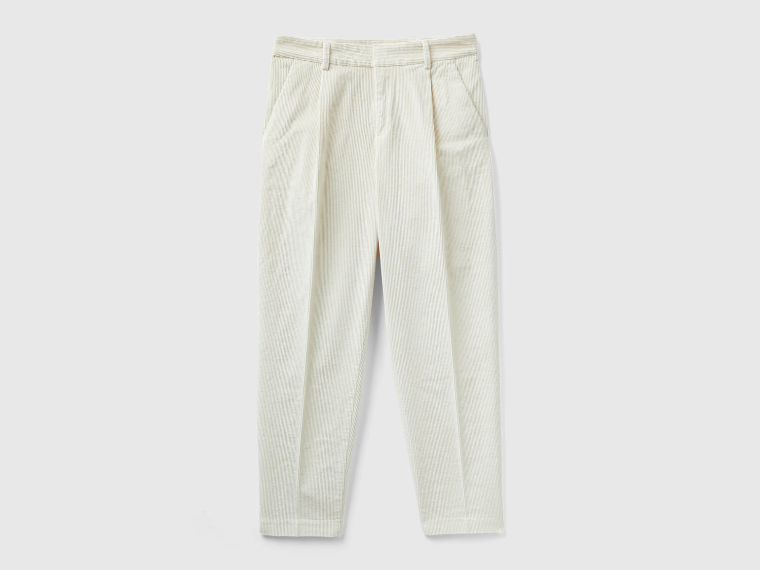Pantaloni cropped in velluto a coste da donna bianco panna | Benetton Outlet