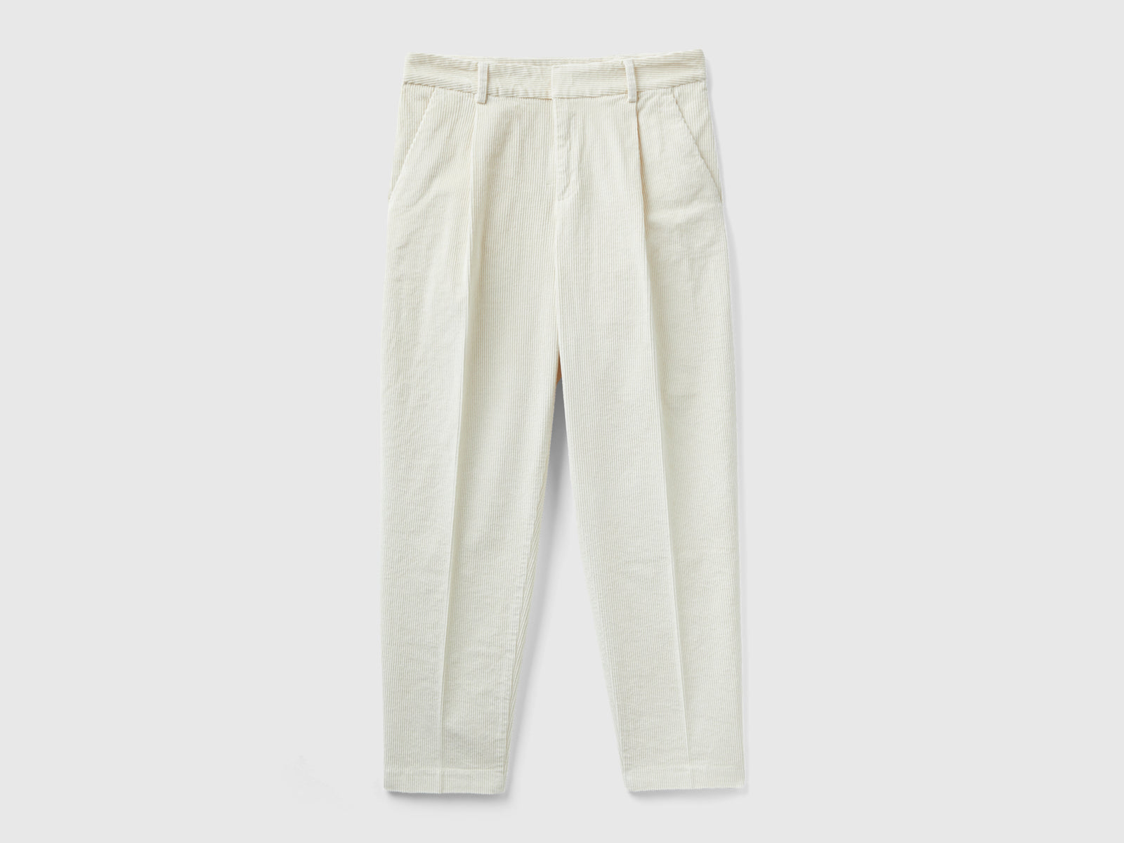 Pantaloni cropped in velluto a coste da donna bianco panna | Benetton Outlet