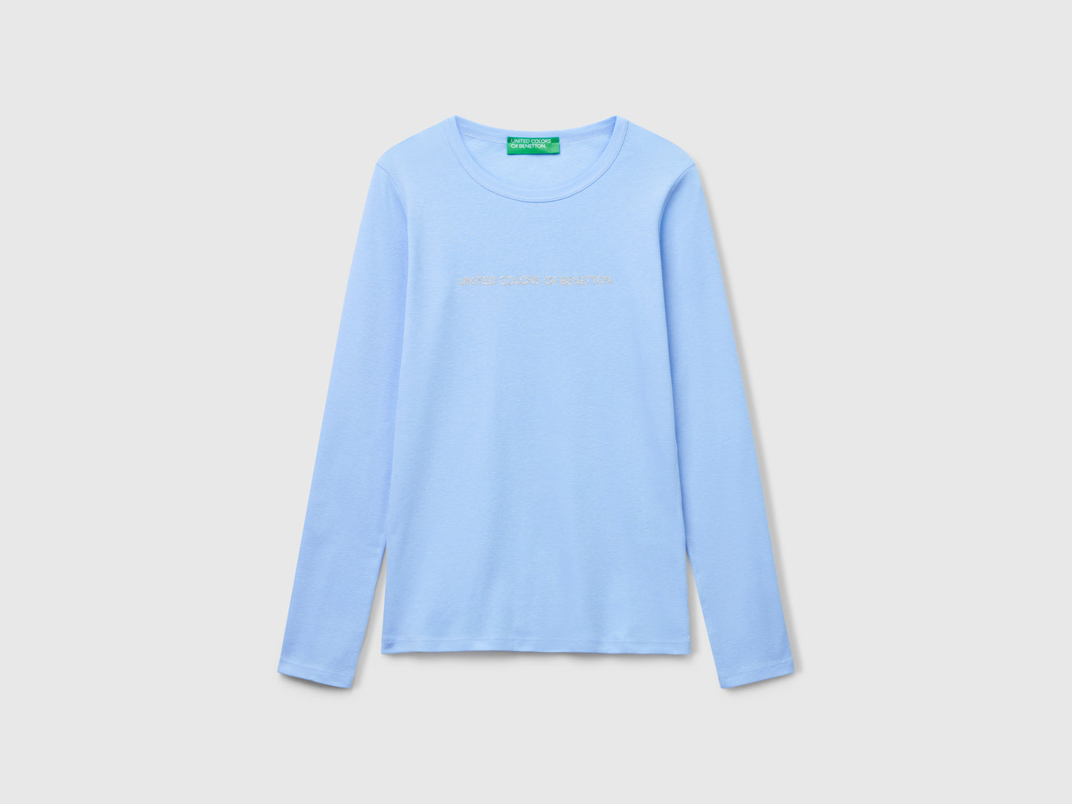 T-shirt a manica lunga 100% cotone da donna azzurro | Benetton Outlet