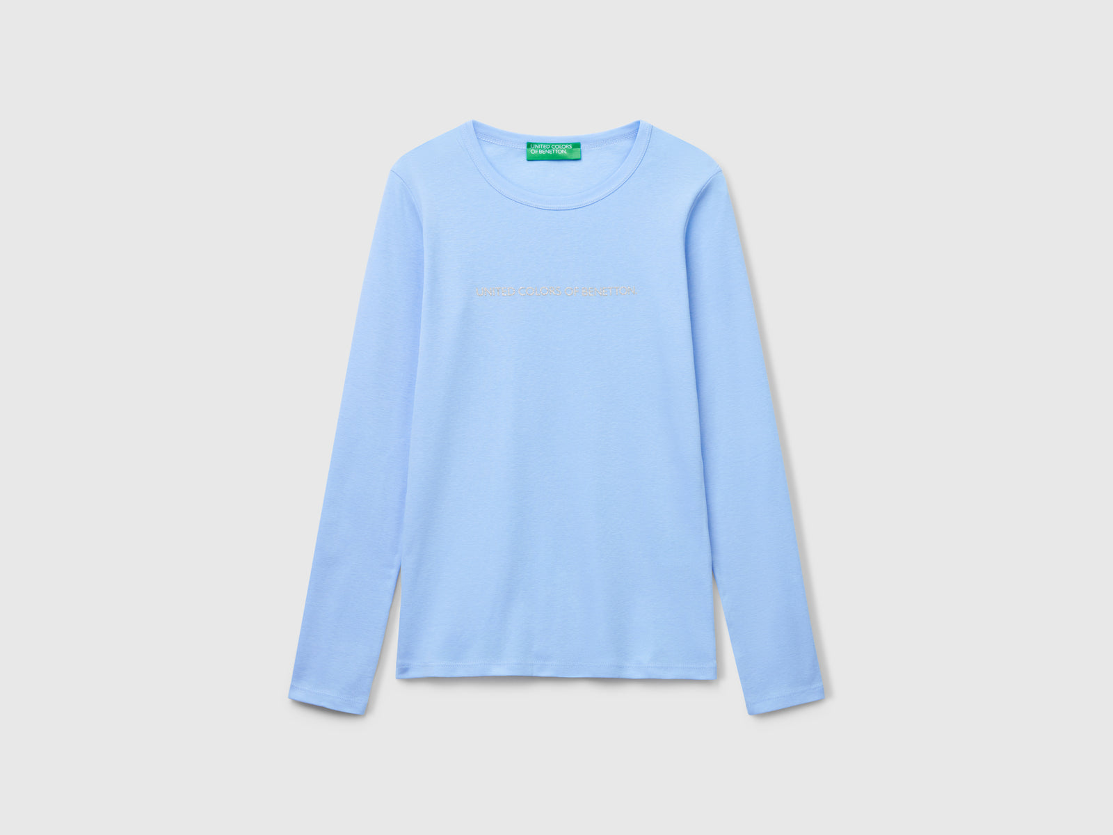 T-shirt a manica lunga 100% cotone da donna azzurro | Benetton Outlet