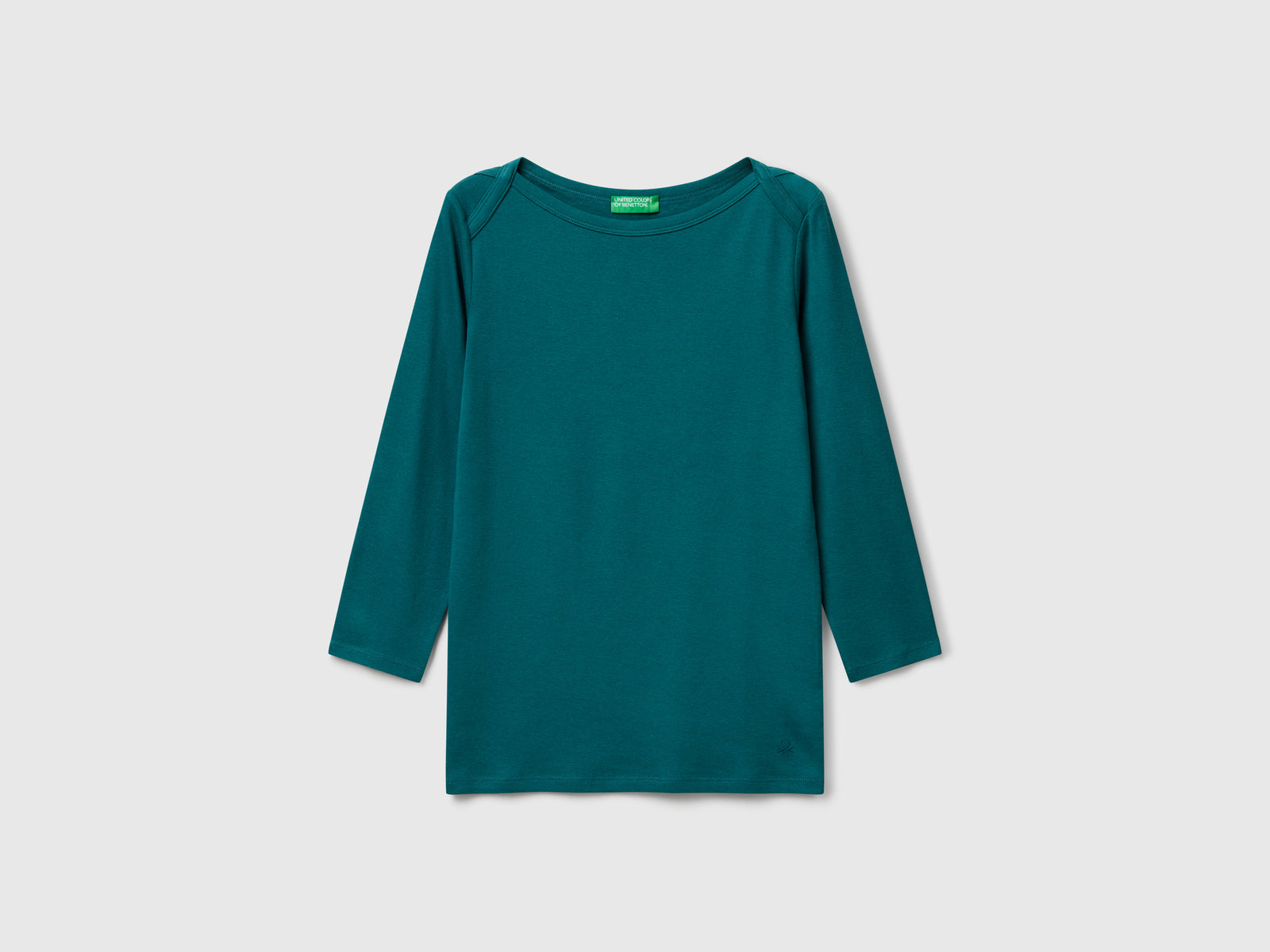 T-shirt con scollo a barchetta da donna verde scuro | Benetton Outlet