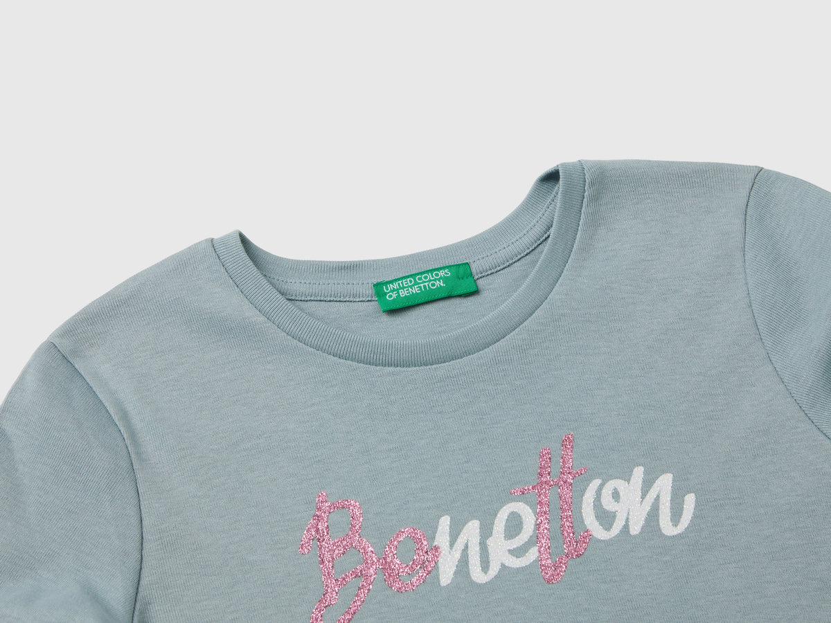T-shirt manica lunga con stampa glitter