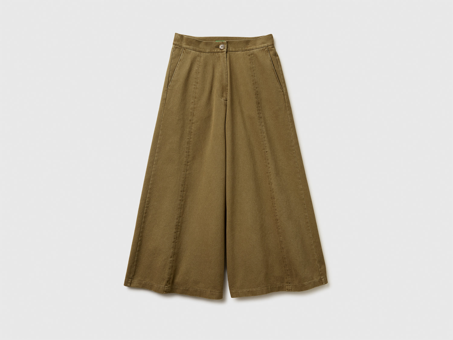 Pantaloni ampi 3/4 in cotone da donna cammello | Benetton Outlet