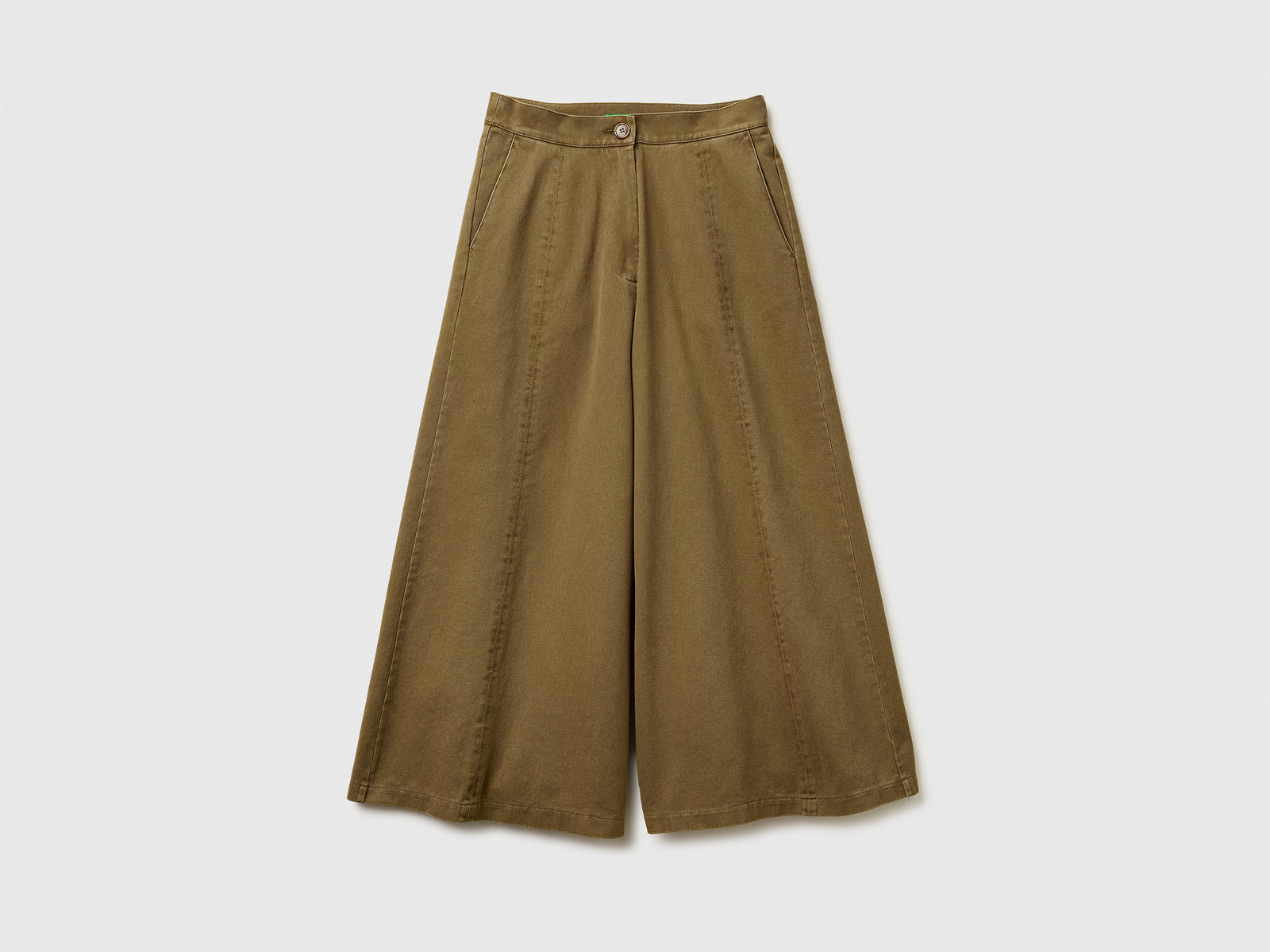 Pantaloni ampi 3/4 in cotone da donna cammello | Benetton Outlet