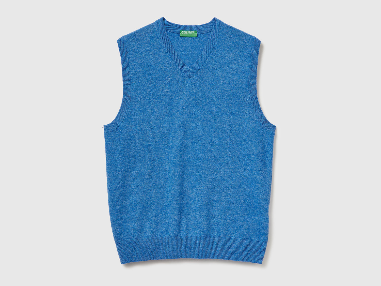 Gilet blu mélange in pura lana Merino da uomo avio | Benetton Outlet