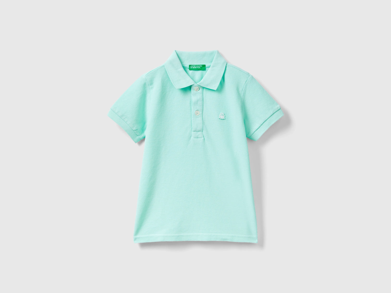 Polo manica corta in cotone biologico da bimbo verde acqua | Benetton Outlet