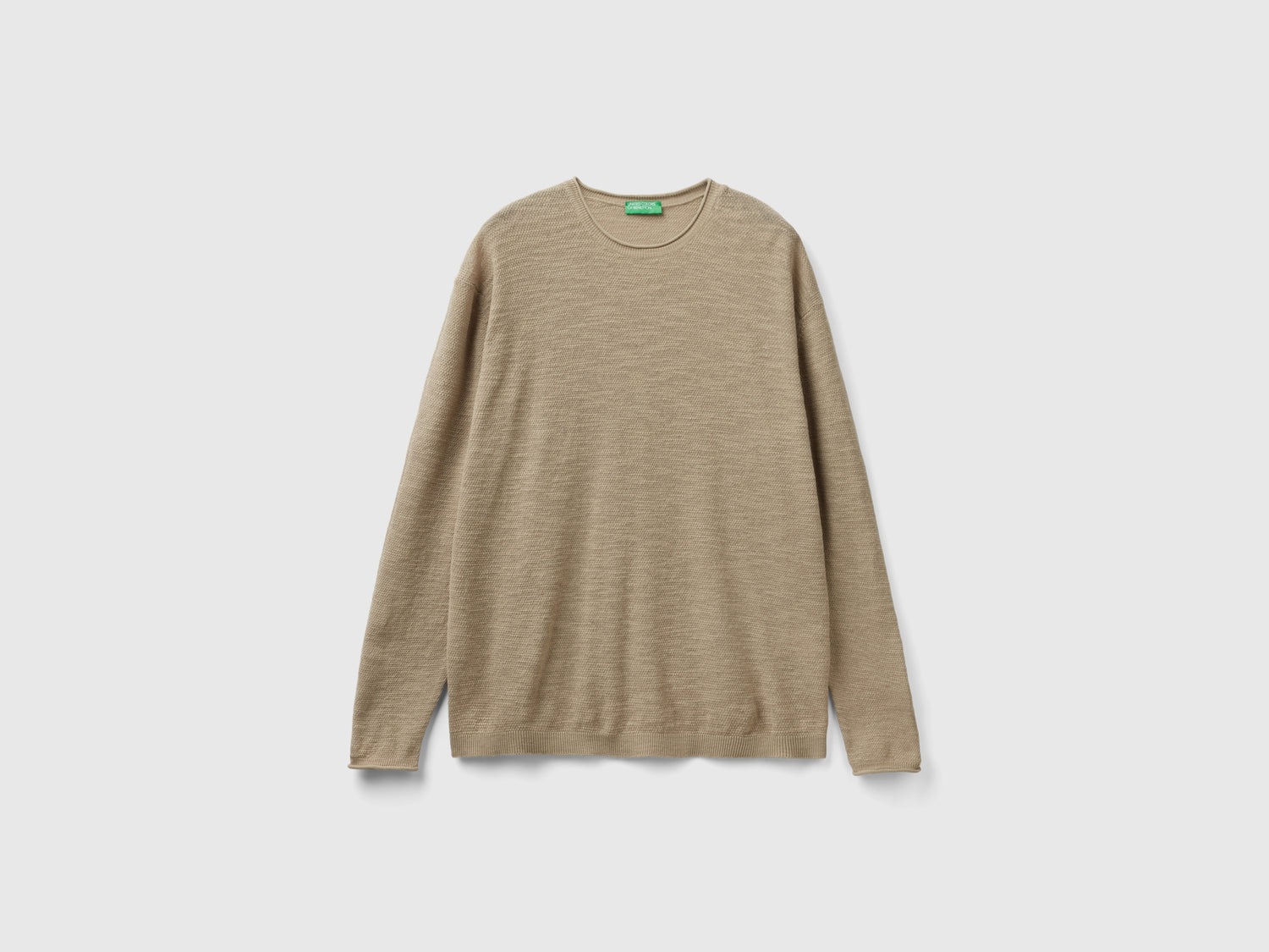 Maglia regular fit in misto lino da uomo beige | Benetton Outlet