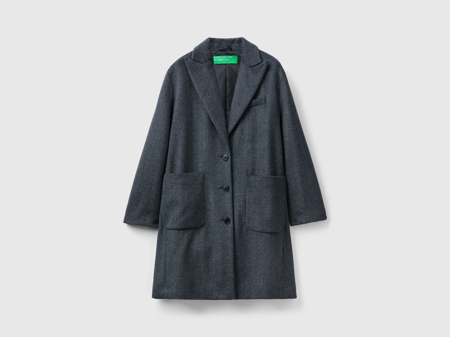 Cappotto corto in misto lana da donna grigio scuro | Benetton Outlet