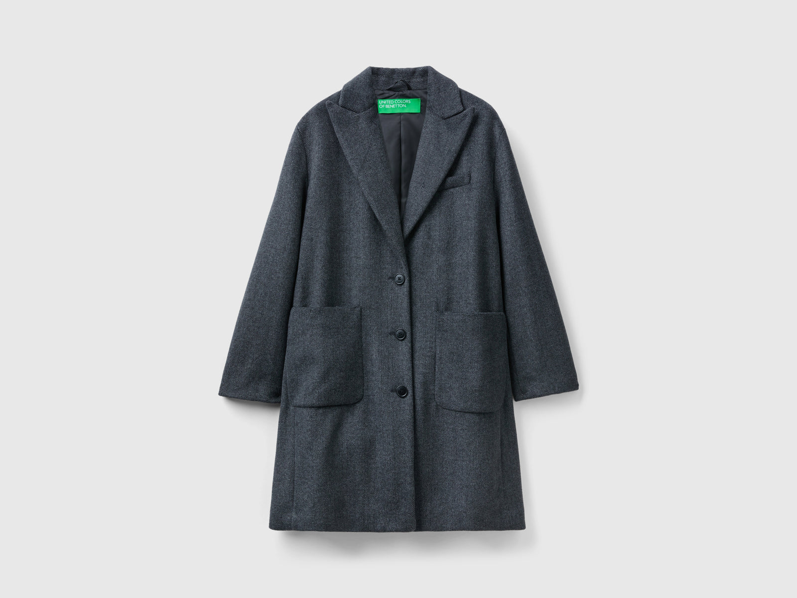 Cappotto corto in misto lana da donna grigio scuro | Benetton Outlet