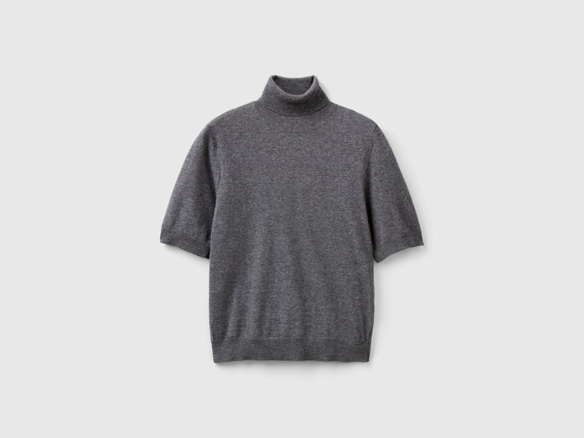 Dolcevita a manica corta in misto cashmere