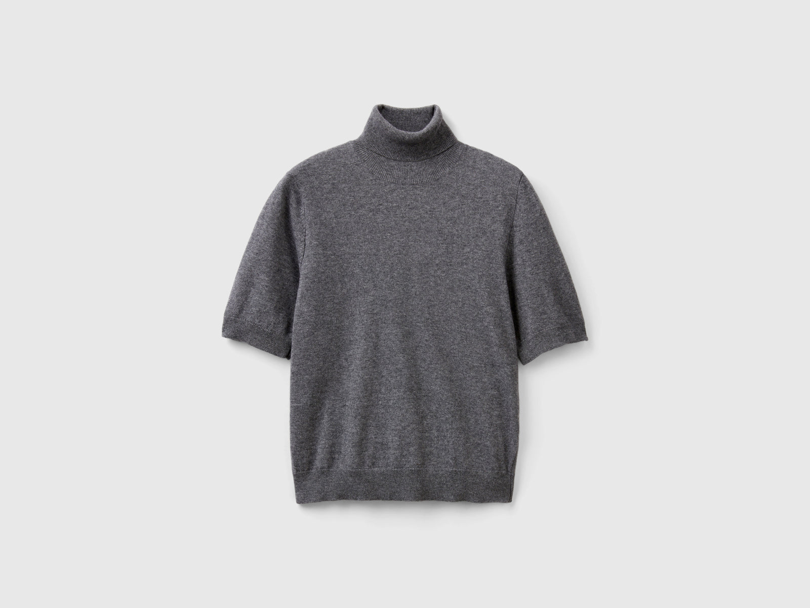 Dolcevita a manica corta in misto cashmere da donna grigio scuro | Benetton Outlet