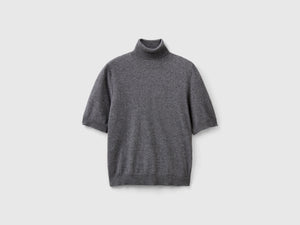 Dolcevita a manica corta in misto cashmere