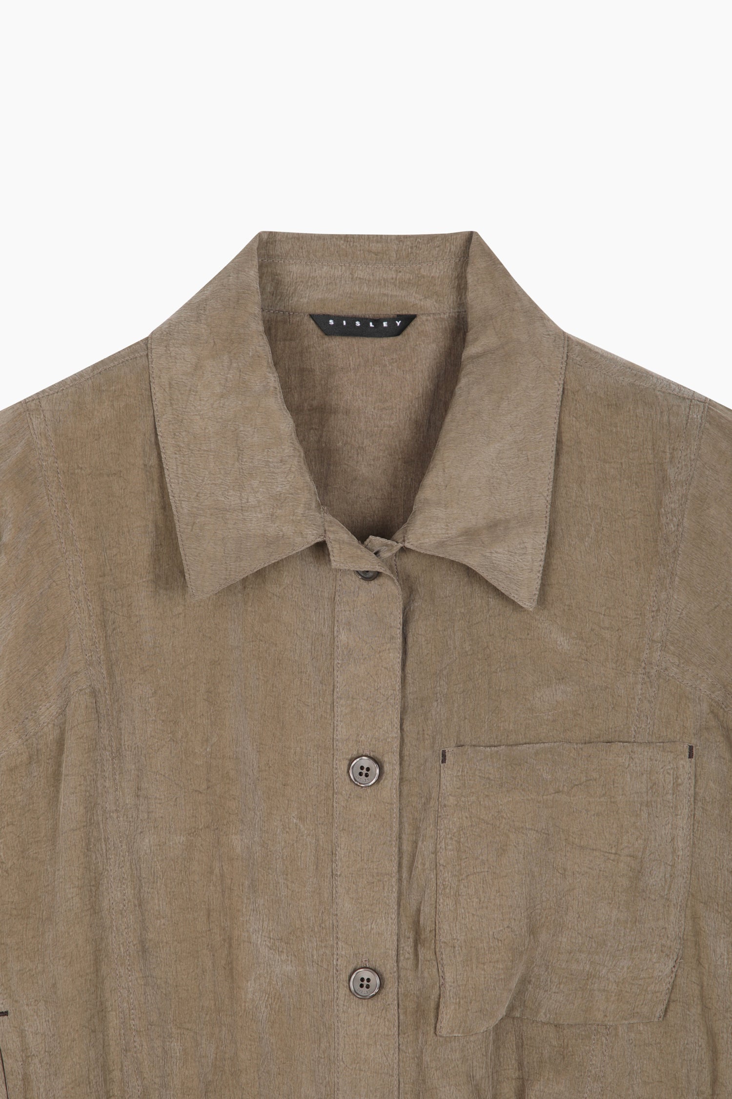 Giacca-Camicia effetto stropicciato da donna marrone scuro 3 | Sisley Outlet