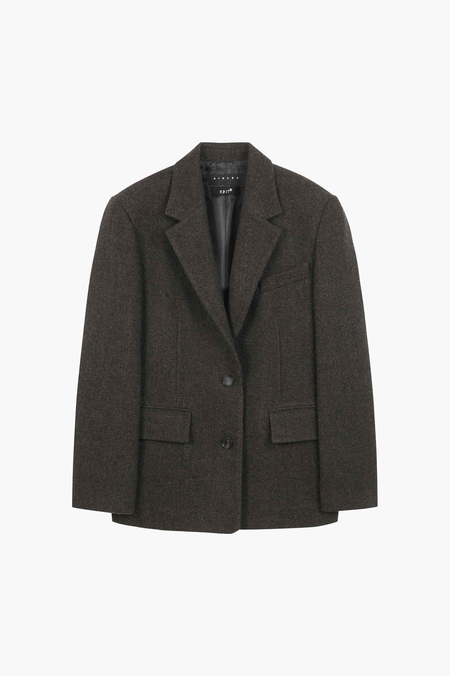 Blazer 100% lana da donna marrone scuro | Sisley Outlet