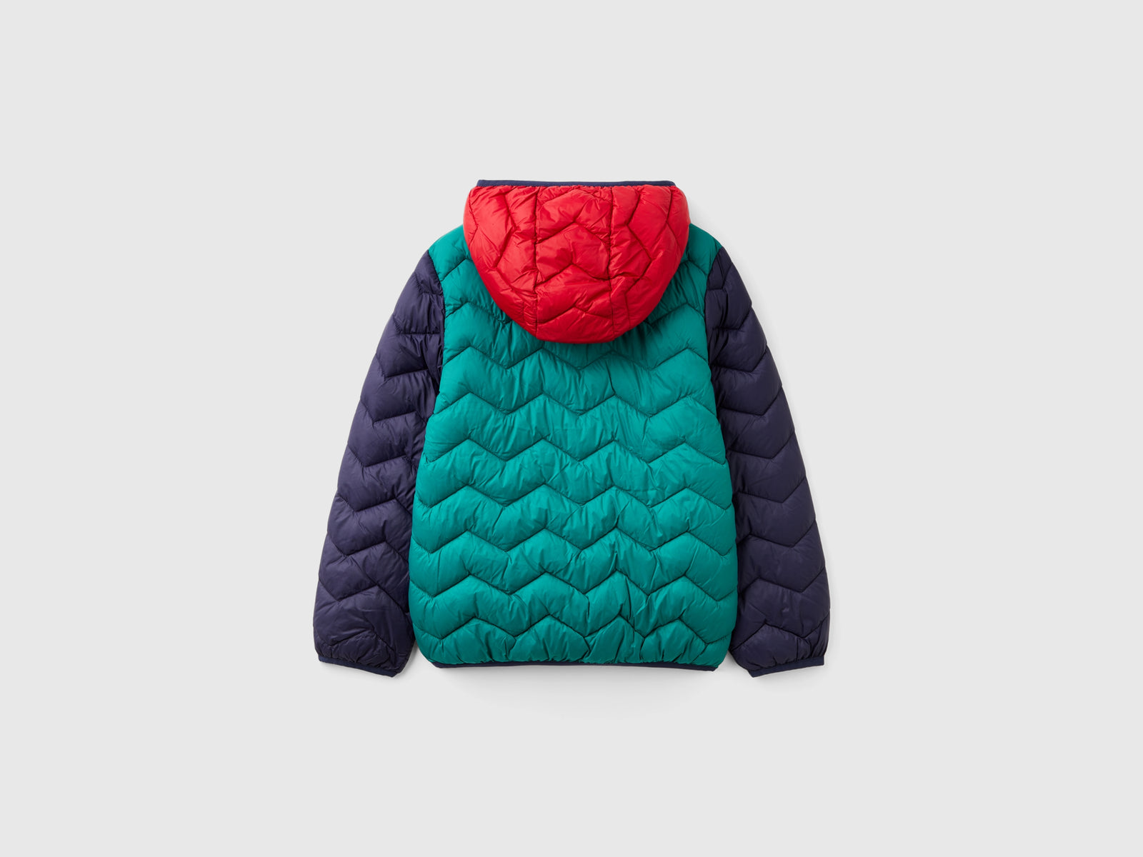 Giubbotto imbottito con cappuccio da bambino multi-color 2 | Benetton Outlet