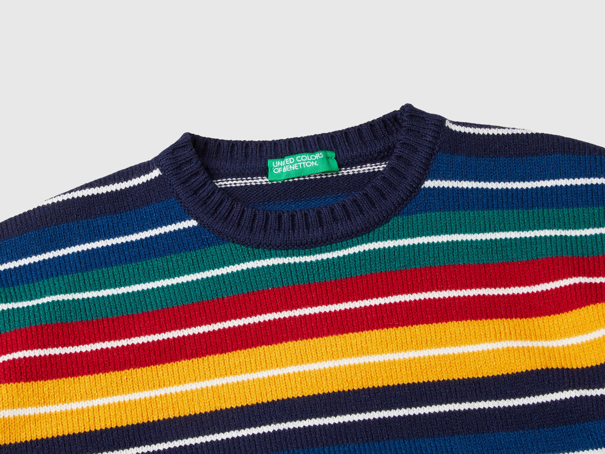 Maglia a righe in misto cotone e lana