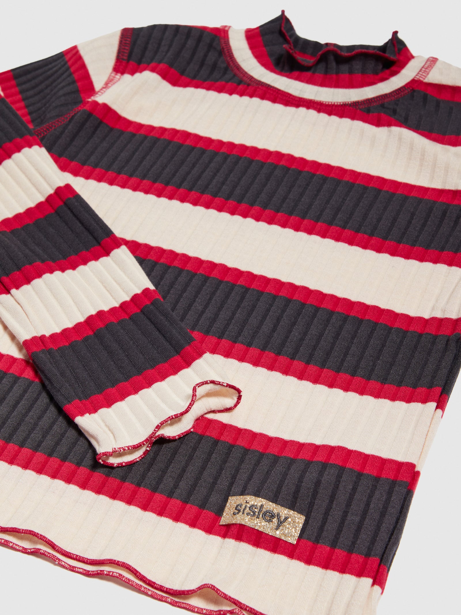T-shirt lupetto a righe da bambina multi-color 2 | Sisley young Outlet