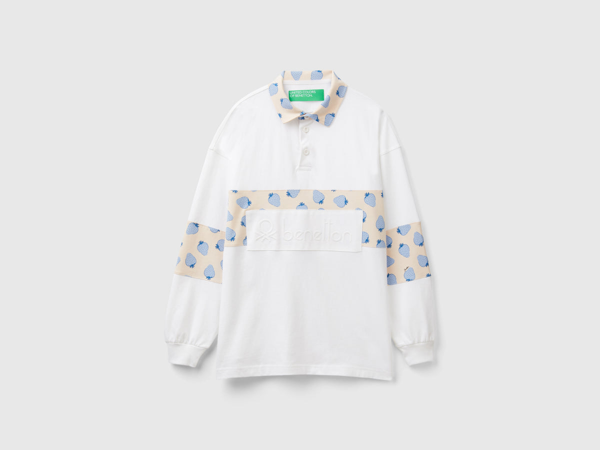 Polo rugby con dettagli pattern fragole