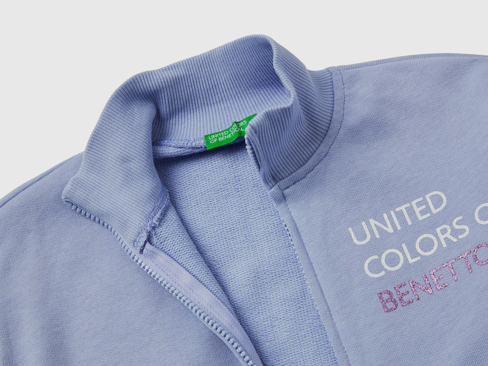 Felpa con zip e colletto da bambina lilla 2 | Benetton Outlet