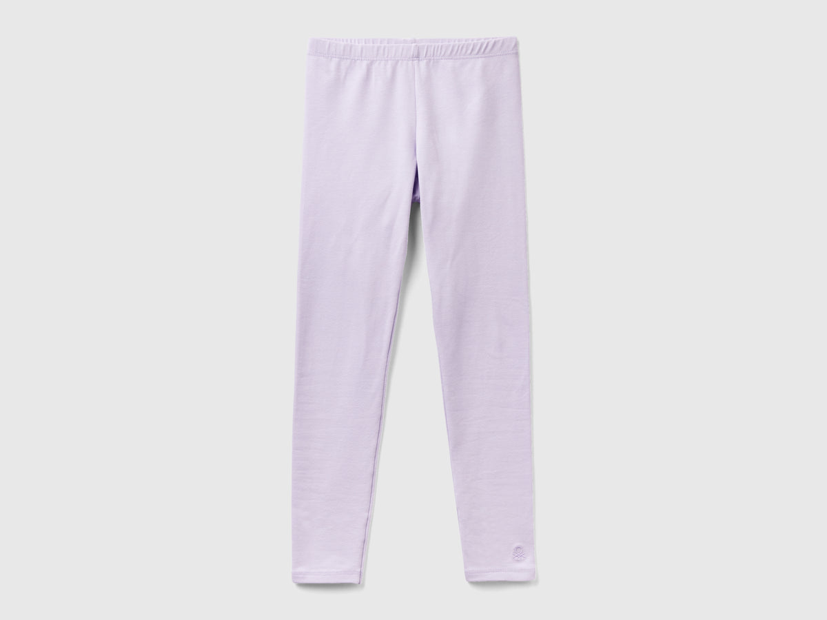 Leggings in cotone stretch con logo