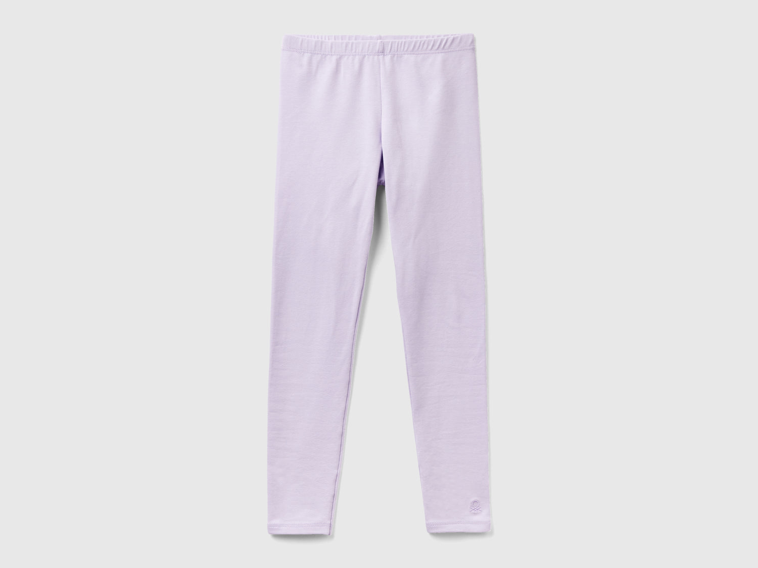 Leggings in cotone stretch con logo da bambina lilla | Benetton Outlet