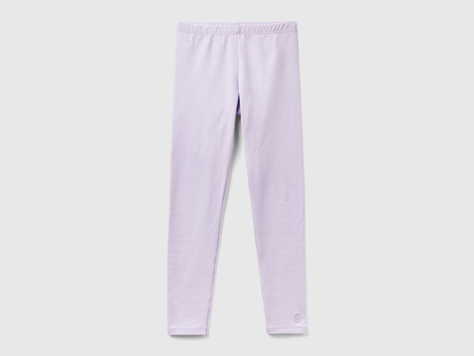 Leggings in cotone stretch con logo da bambina lilla | Benetton Outlet