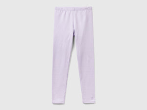 Leggings in cotone stretch con logo