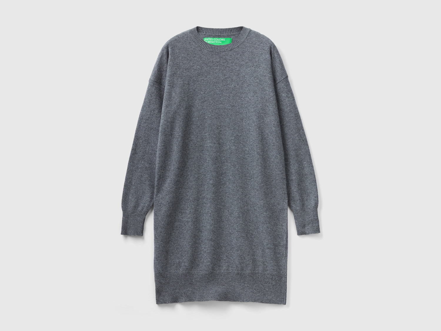 Vestito girocollo in maglia da donna grigio scuro | Benetton Outlet