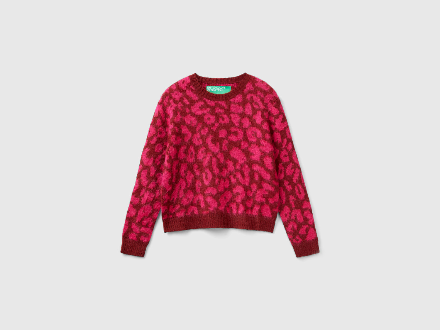 Maglione animalier in misto mohair da donna rosso | Benetton Outlet