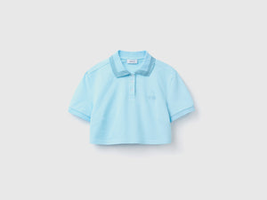 Polo cropped con ricamo frutta