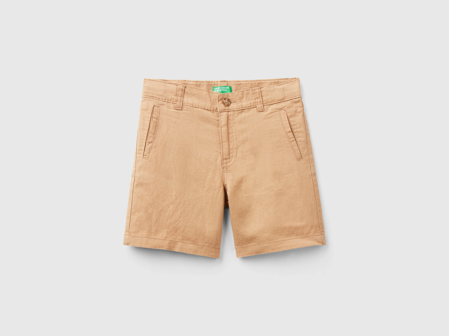 Shorts in misto lino da bimbo cammello | Benetton Outlet