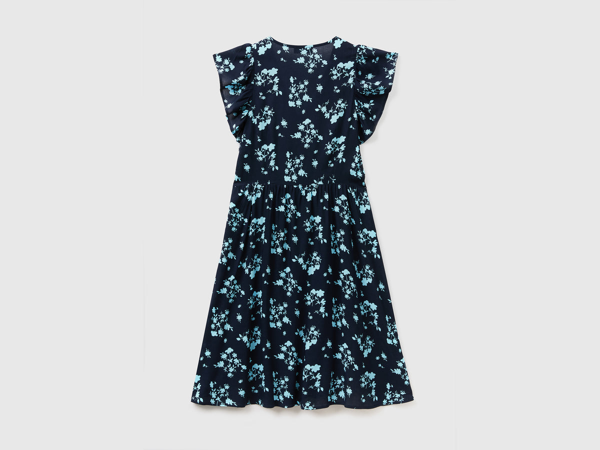 Vestito corto con scollo a V in tessuto fluido e leggero di pura viscosa