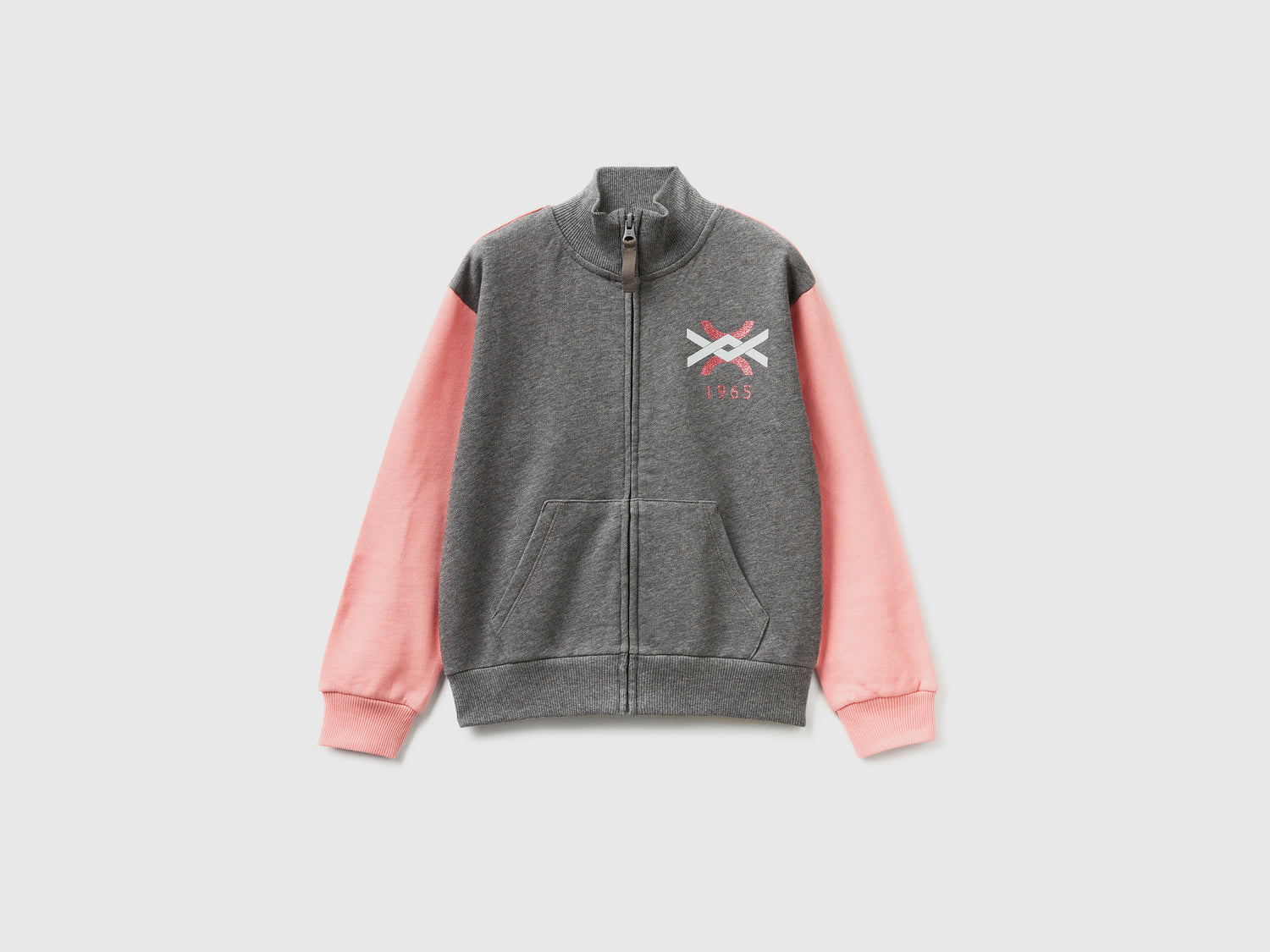 Felpa con zip e colletto da bambina multi-color | Benetton Outlet