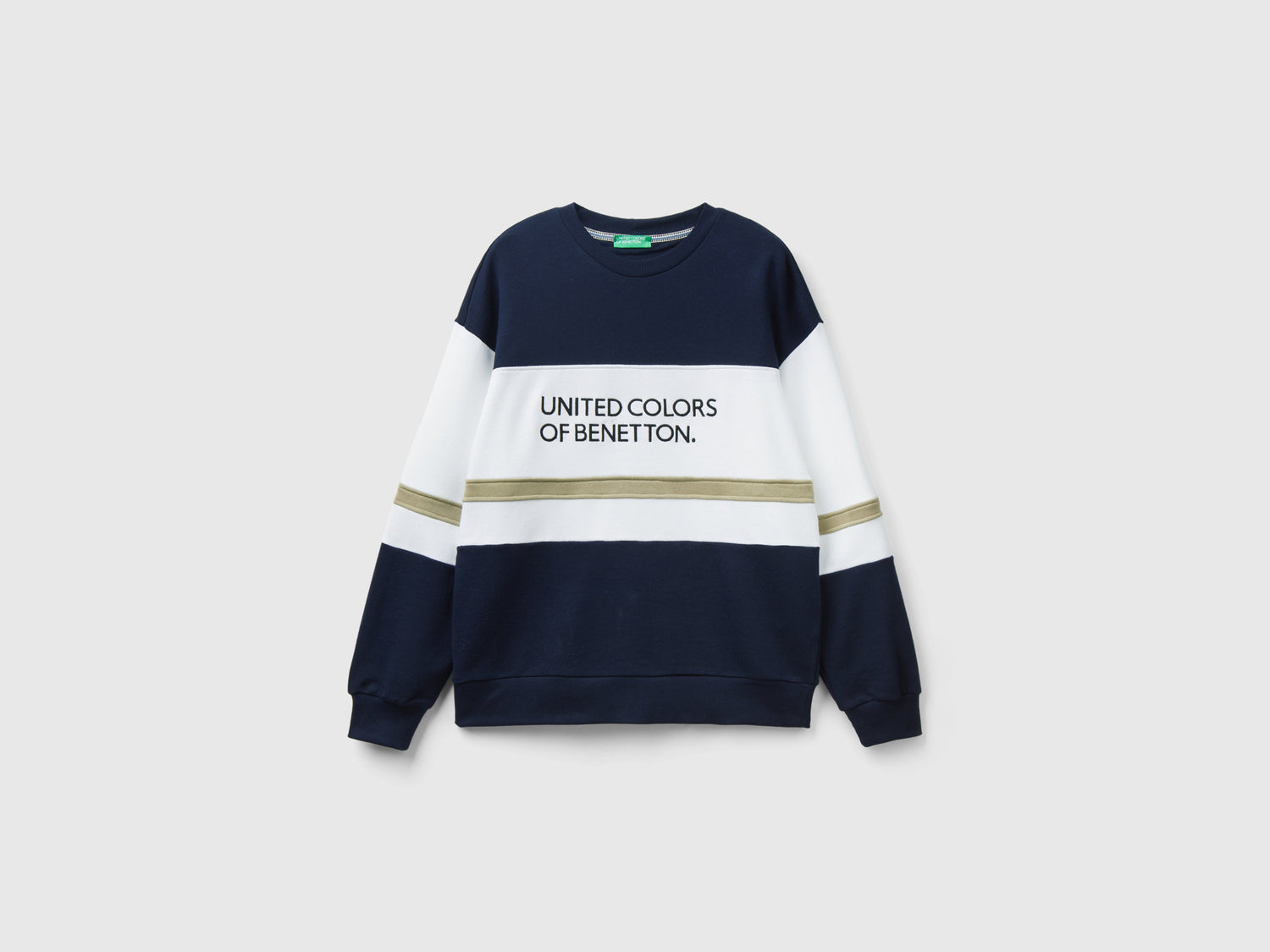 Felpa con banda logo da uomo blu scuro | Benetton Outlet