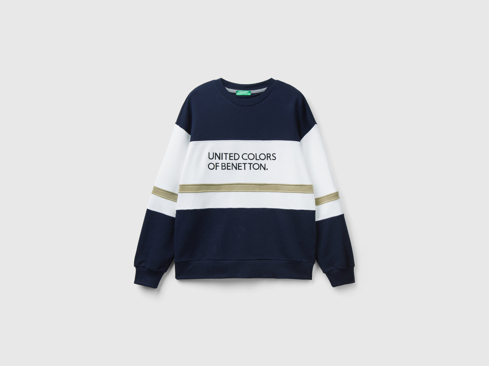 Felpa con banda logo da uomo blu scuro | Benetton Outlet