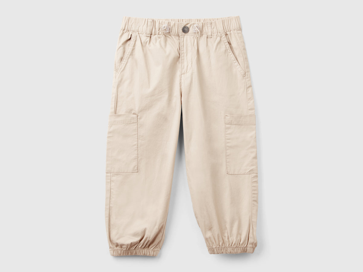 Pantaloni parachute in cotone stretch
