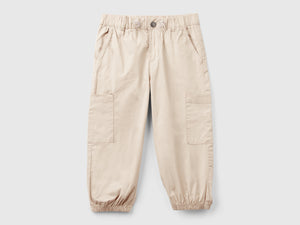 Pantaloni parachute in cotone stretch