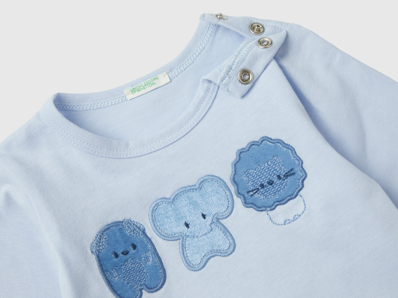 Maglietta con stampa animaletti da neonato celeste 2 | Benetton Outlet