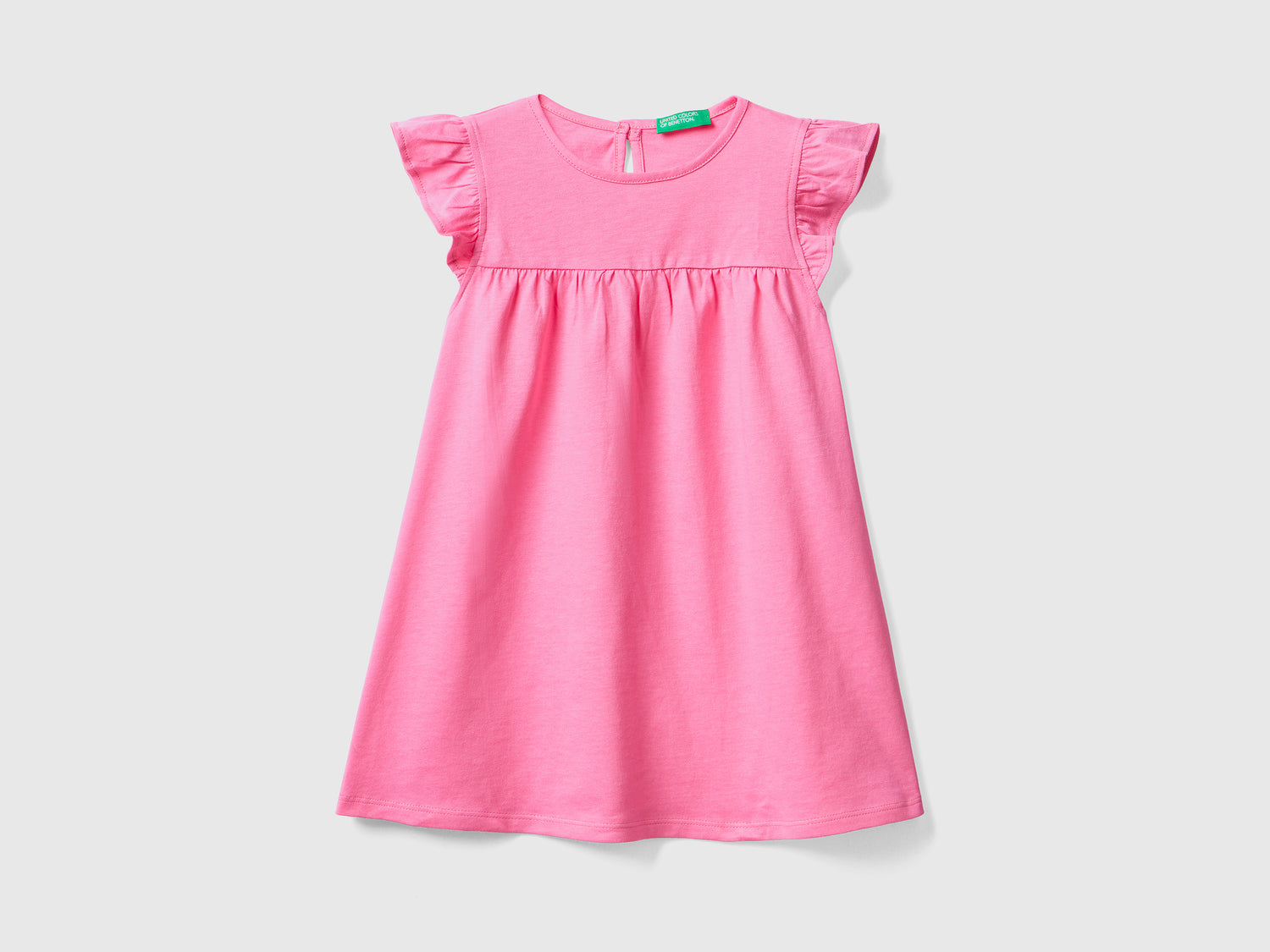 Vestito girocollo stile impero in puro cotone da bimba rosa | Benetton Outlet