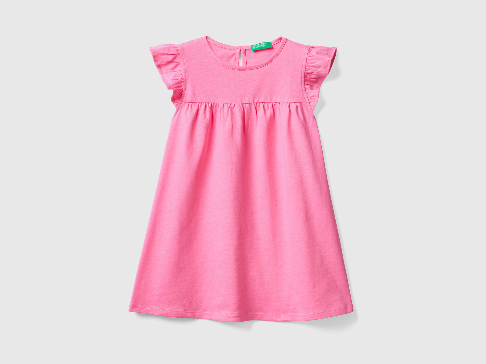 Vestito girocollo stile impero in puro cotone da bimba rosa | Benetton Outlet