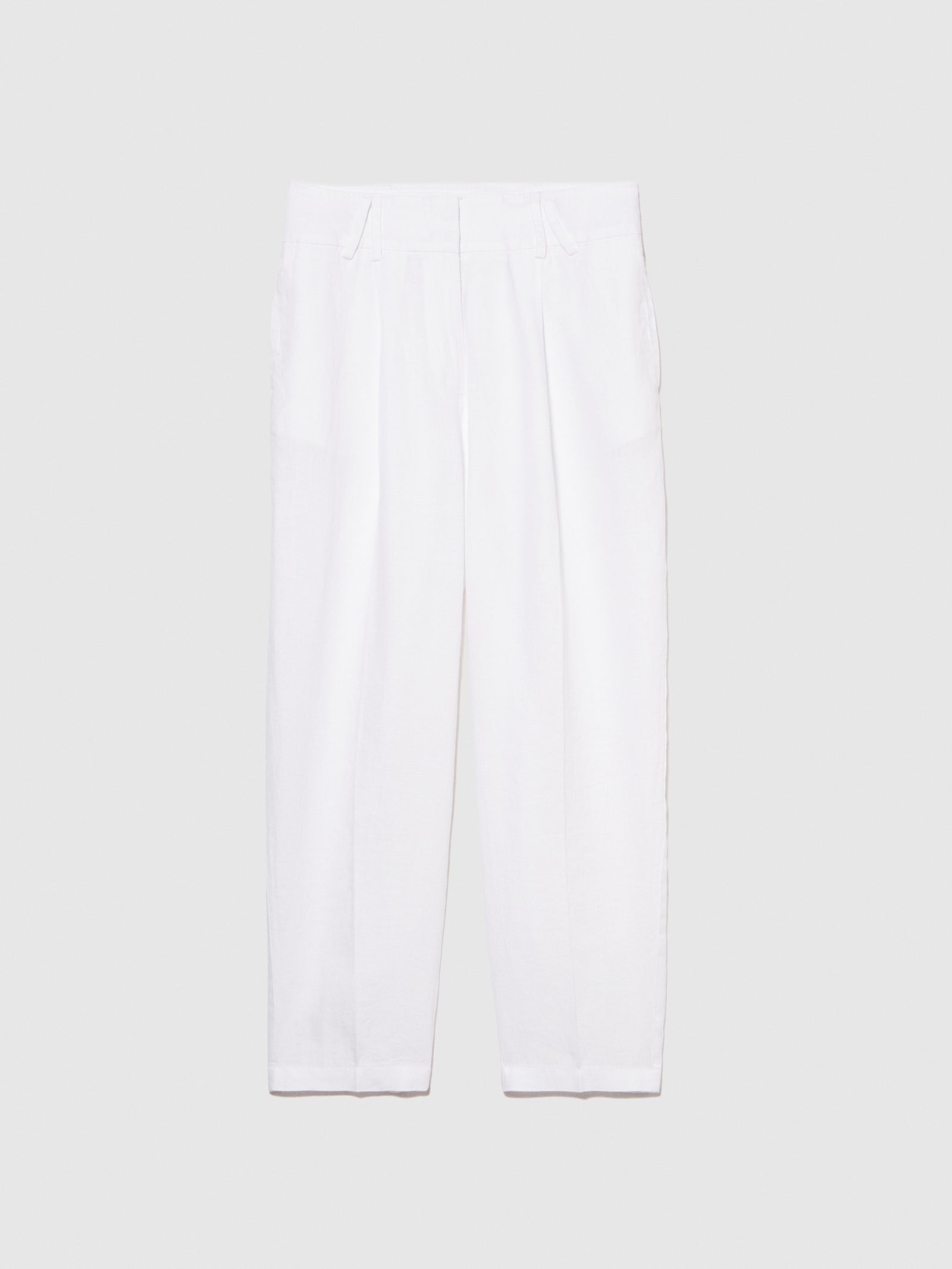Pantaloni barrel leg 100% lino da donna bianco | Sisley Outlet