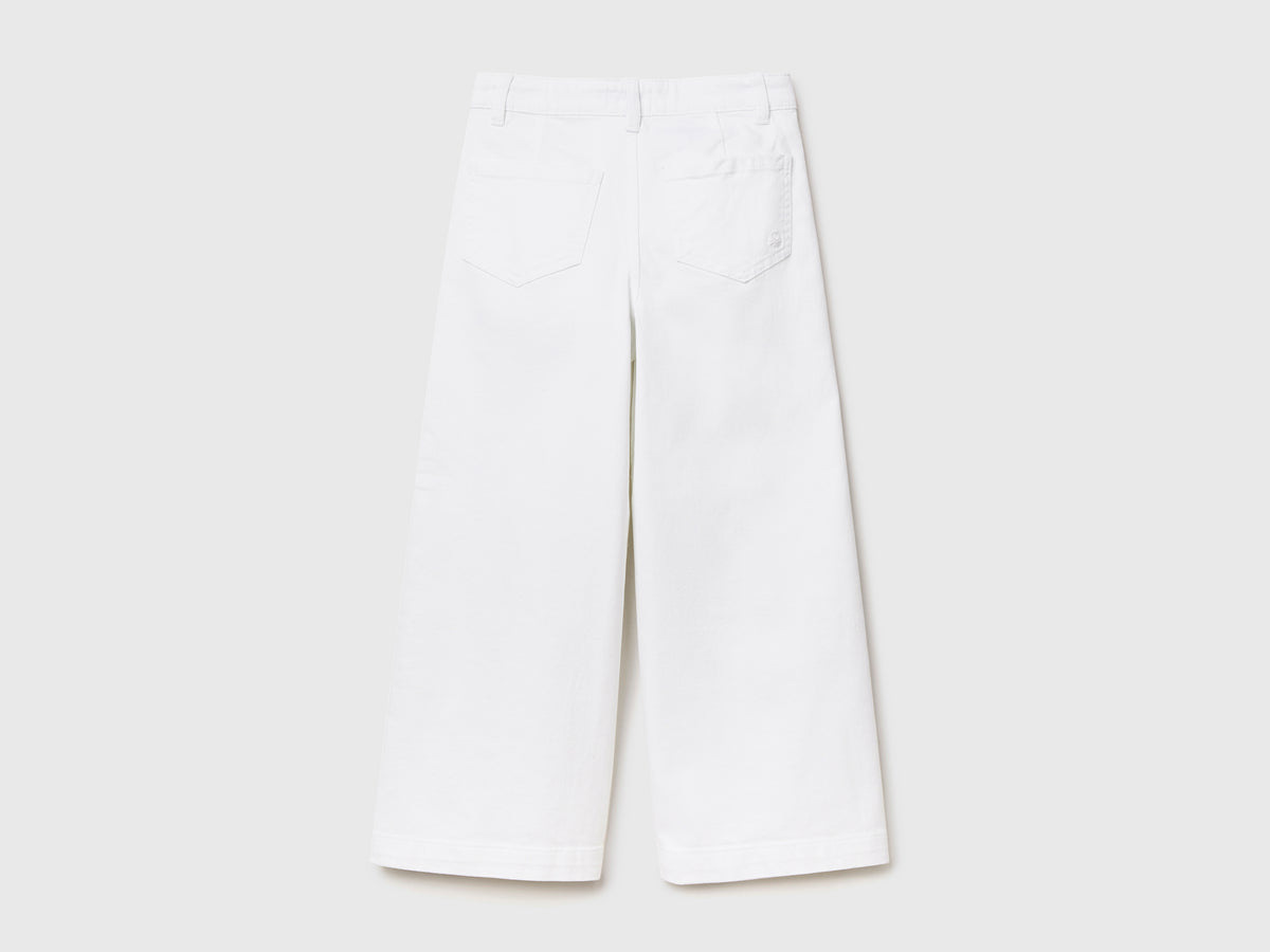 Pantaloni lunghi a vita alta in cotone elasticizzato