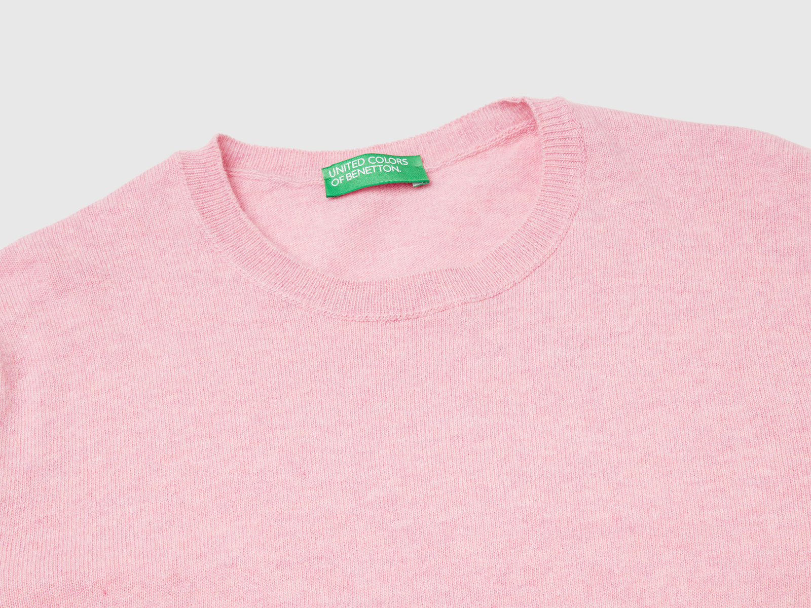 Maglia girocollo in lana Merino da donna rosa 5 | Benetton Outlet