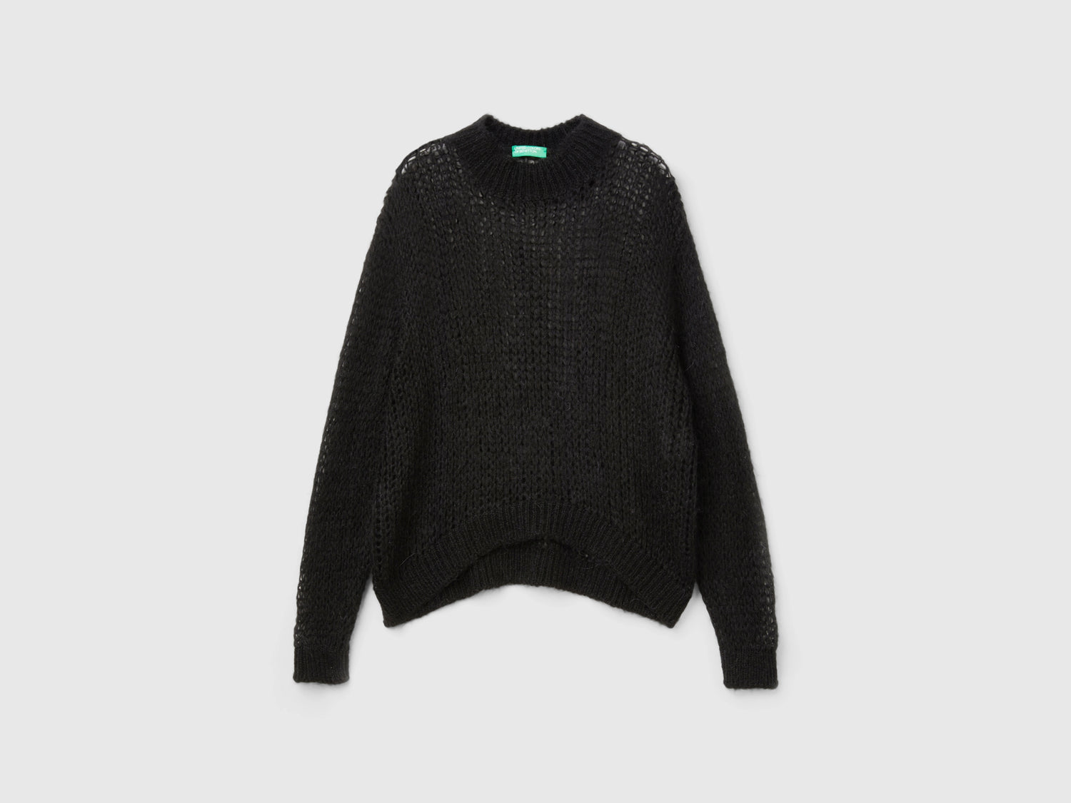Lupetto a rete in misto mohair da donna nero | Benetton Outlet